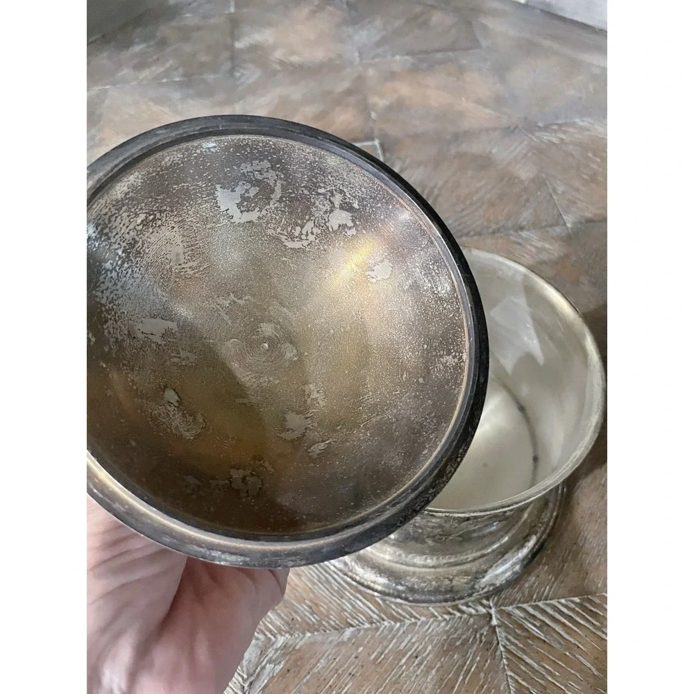 Vtg International Silver Co Silver Plated Covered Biscuit Barrel Tea Caddy